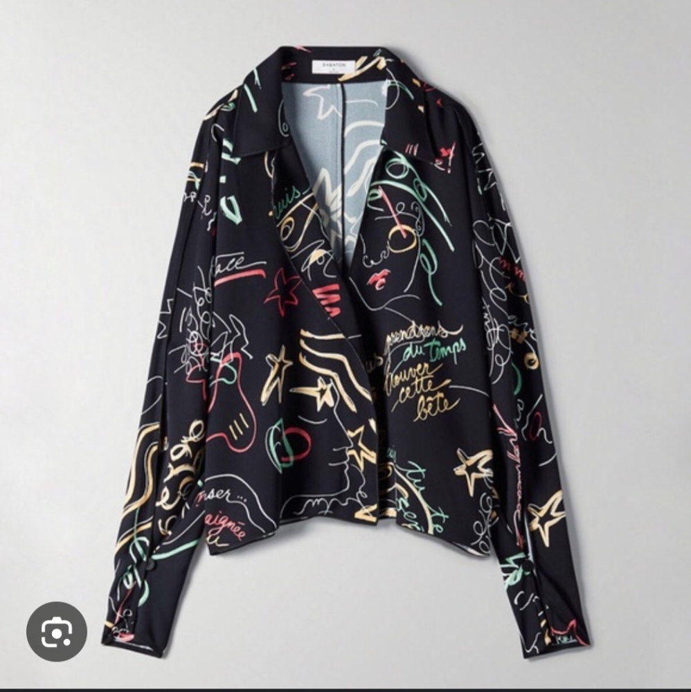 Aritzia Babaton Asymmetrical Graphity Martin Blouse In Size Small NWOT - Picture 3 of 17